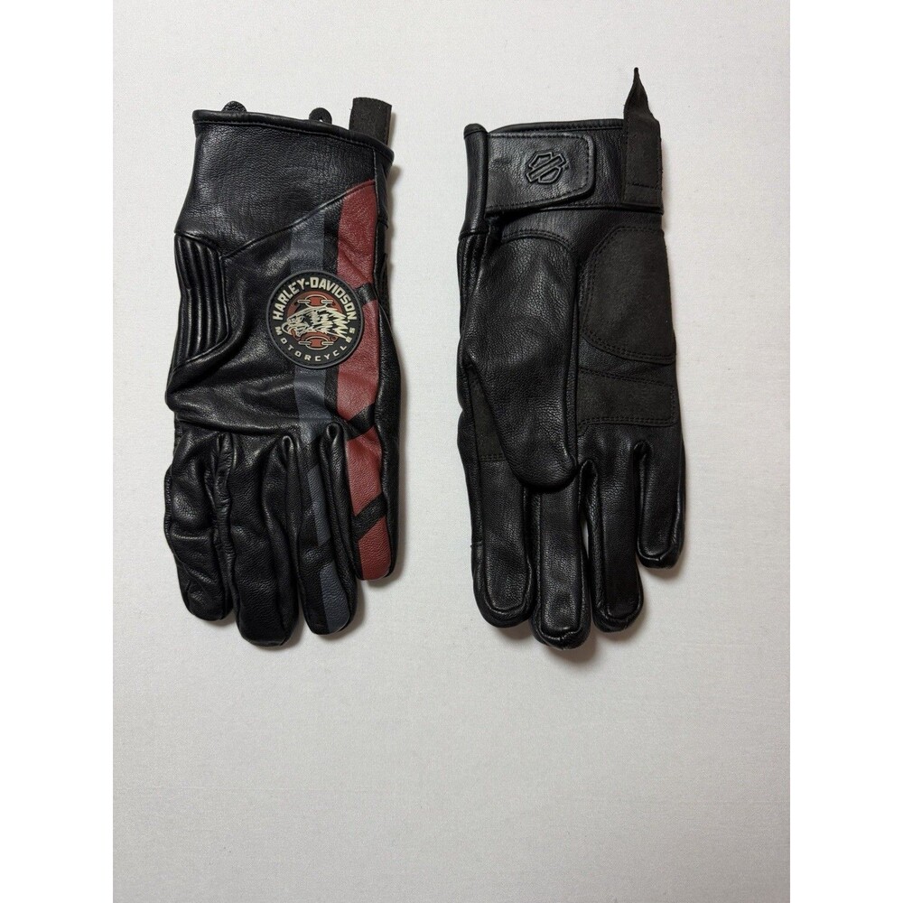 Harley-Davidson Gloves Men’s 100% Goatskin Leather Black & Red Boxford Gloves XL